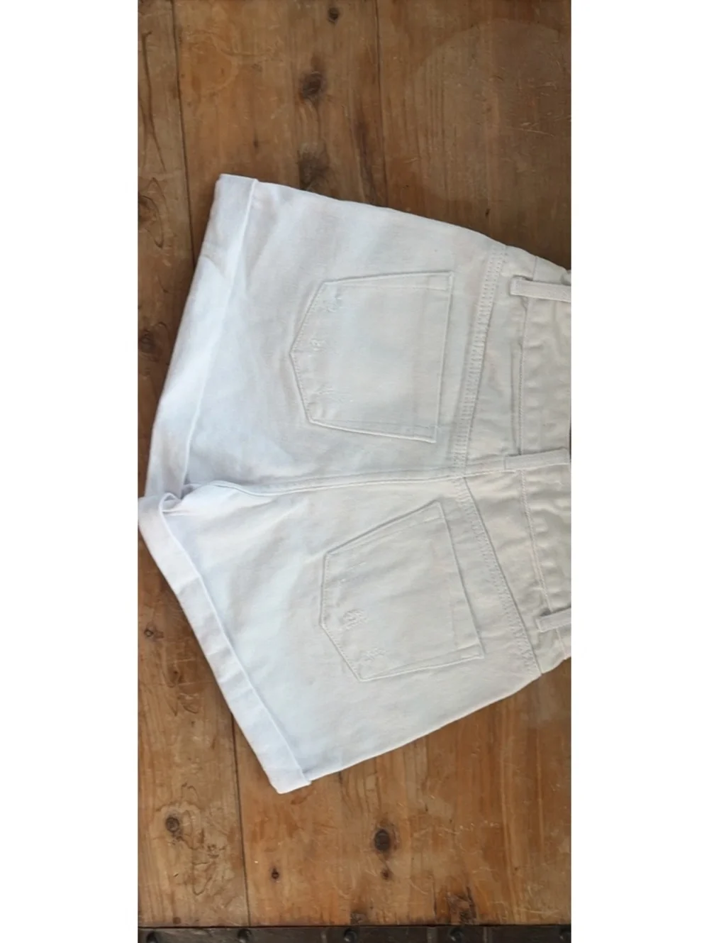 Color Washed Denim High Rise Shorts in White size Small